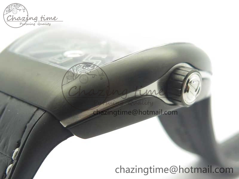 Vanguard V45 PVD Titanium TF 1:1 Best Edition Black Dial on Black Gummy Strap White Stich A2892