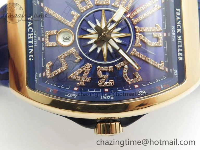 Vanguard V45 RG ABF Best Edition Blue Dial Diamonds Markers on Blue Gummy Strap A2813