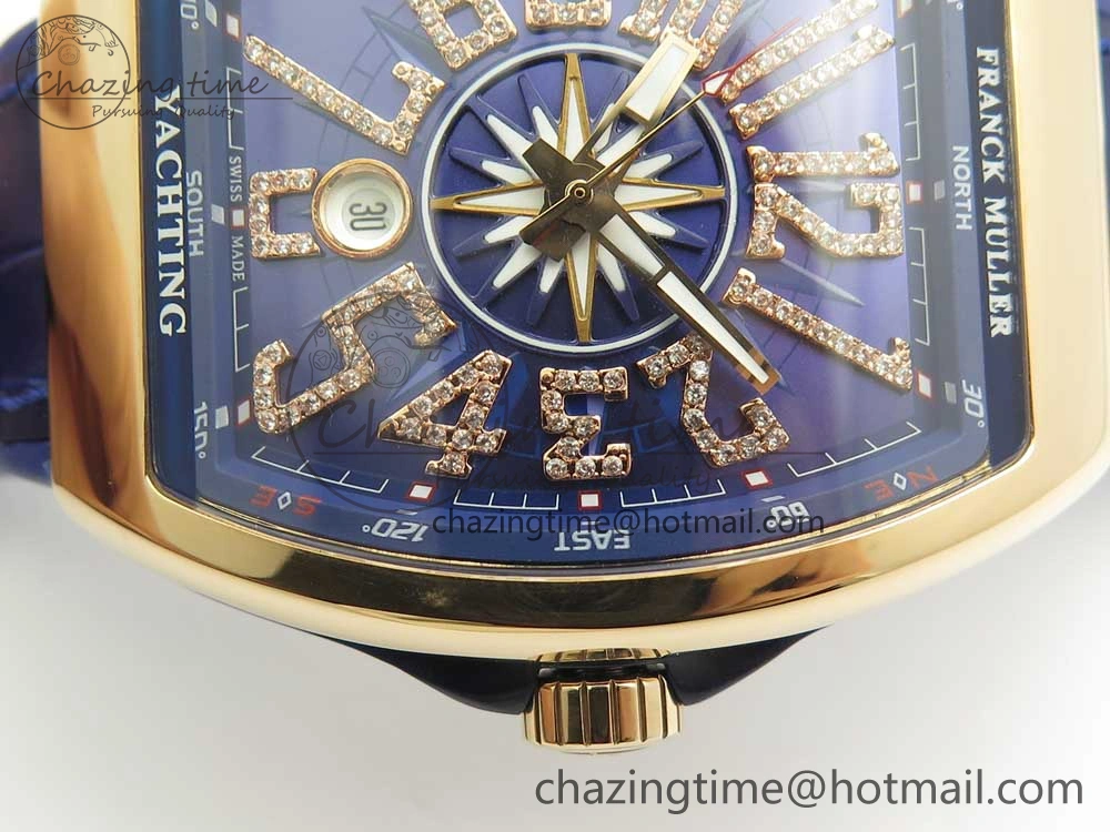 Vanguard V45 RG ABF Best Edition Blue Dial Diamonds Markers on Blue Gummy Strap A2813