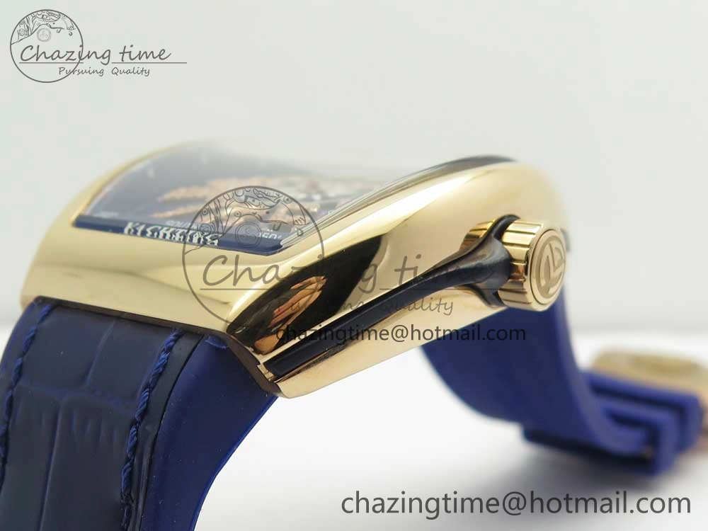 Vanguard V45 RG ABF Best Edition Blue Dial Diamonds Markers on Blue Gummy Strap A2813