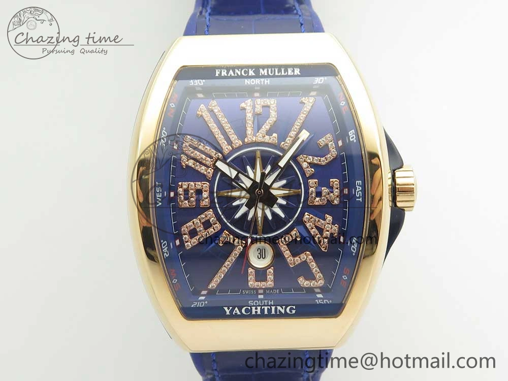 Vanguard V45 RG ABF Best Edition Blue Dial Diamonds Markers on Blue Gummy Strap A2813