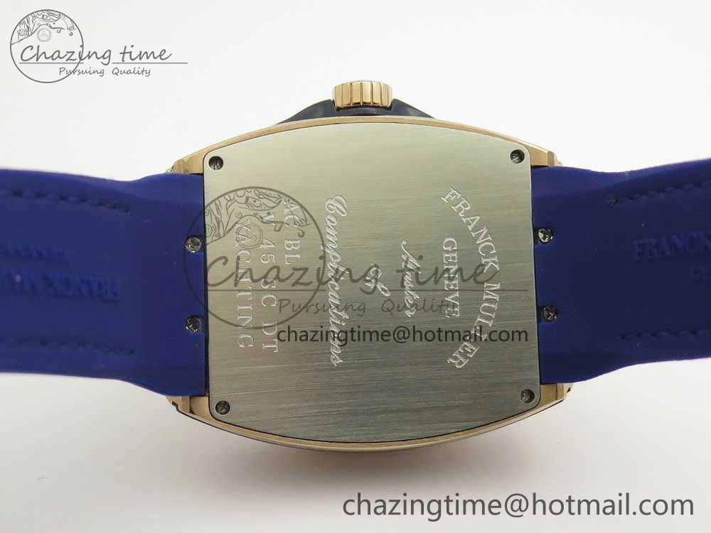 Vanguard V45 RG ABF Best Edition Blue Dial Numbers Markers on Blue Gummy Strap A2813