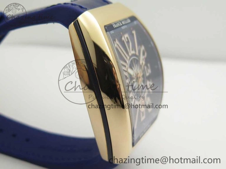 Vanguard V45 RG ABF Best Edition Blue Dial Numbers Markers on Blue Gummy Strap A2813