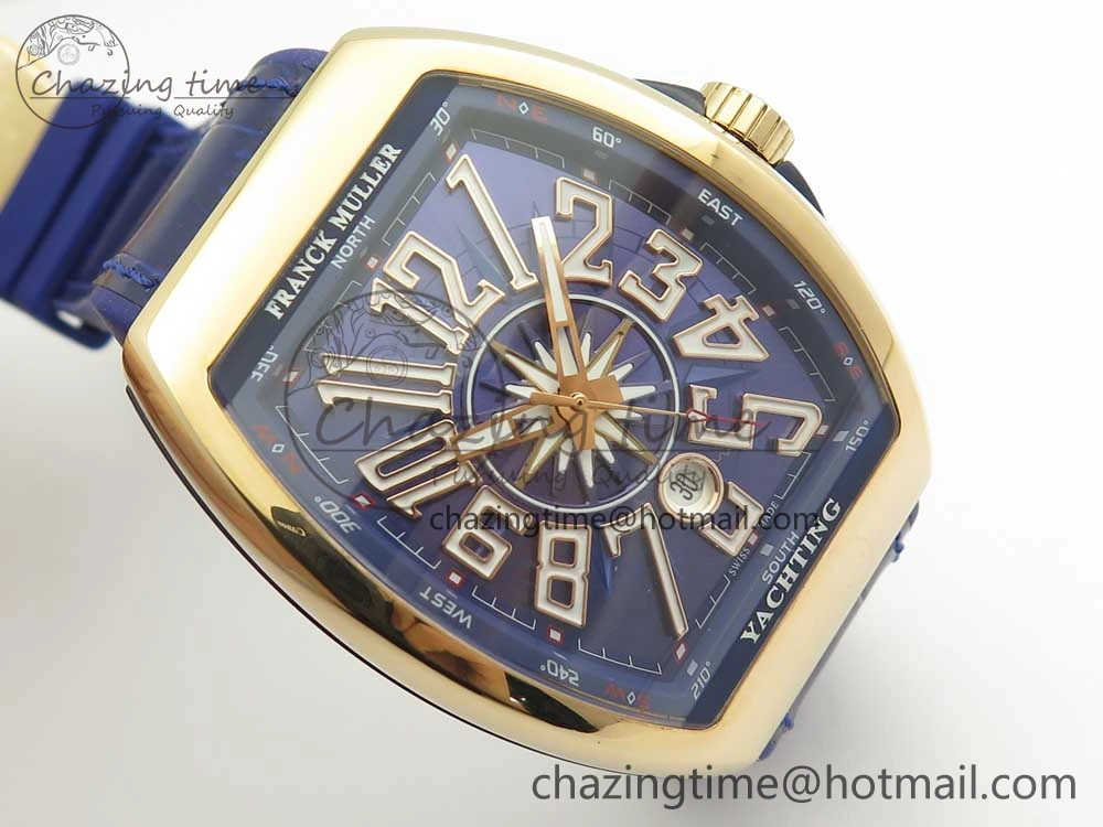 Vanguard V45 RG ABF Best Edition Blue Dial Numbers Markers on Blue Gummy Strap A2813