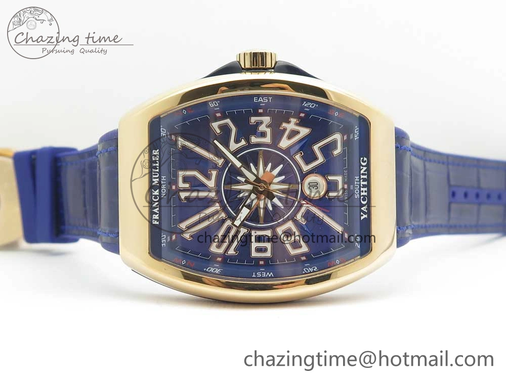 Vanguard V45 RG ABF Best Edition Blue Dial Numbers Markers on Blue Gummy Strap A2813