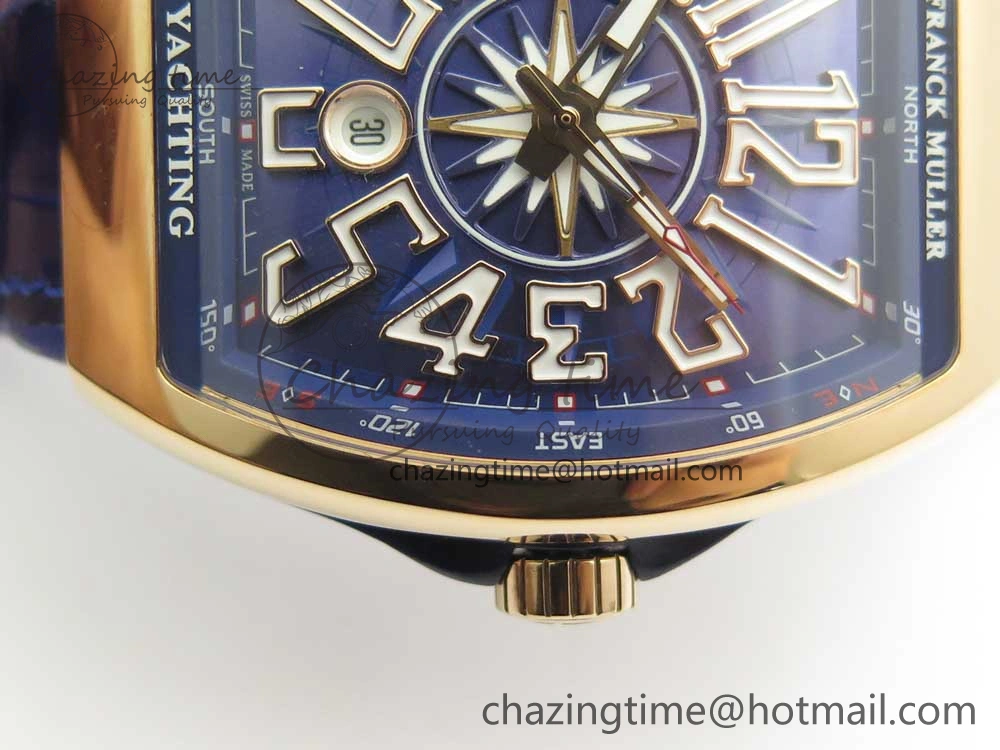Vanguard V45 RG ABF Best Edition Blue Dial Numbers Markers on Blue Gummy Strap A2813