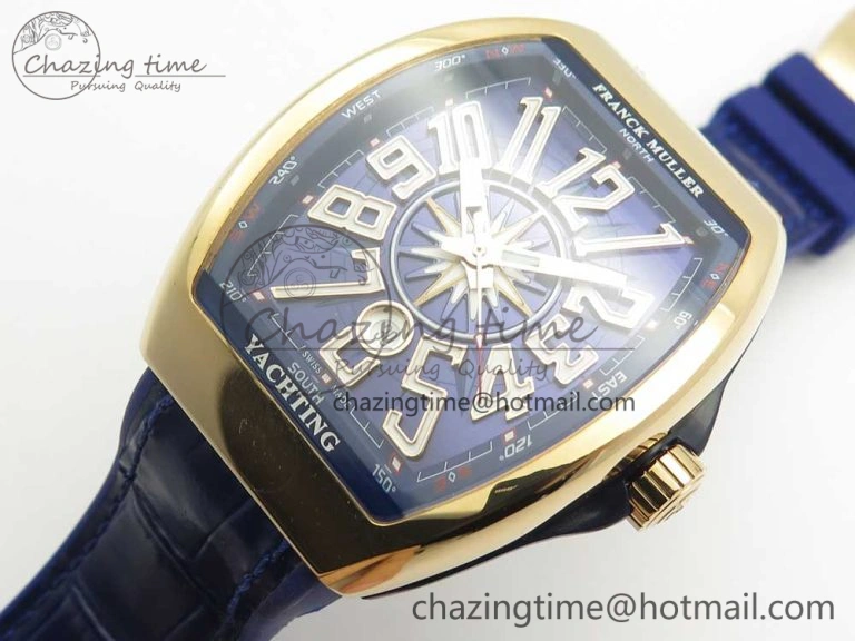 Vanguard V45 RG ABF Best Edition Blue Dial Numbers Markers on Blue Gummy Strap A2813