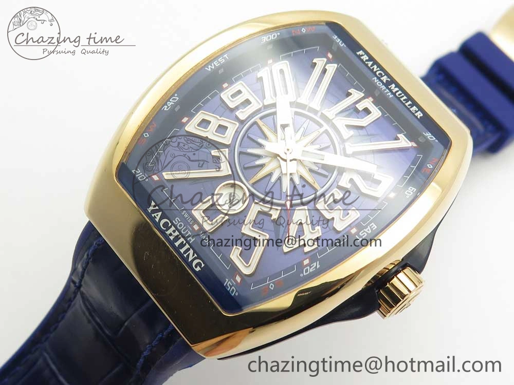Vanguard V45 RG ABF Best Edition Blue Dial Numbers Markers on Blue Gummy Strap A2813