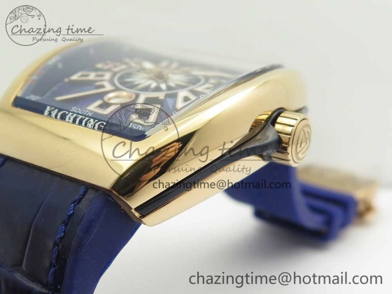 Vanguard V45 RG ABF Best Edition Blue Dial Numbers Markers on Blue Gummy Strap A2813