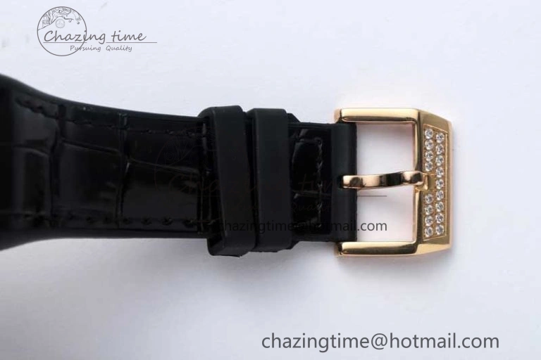 Vanguard V45 RG ABF Best Edition Full Diamonds Dial on Black Leather Strap A2824
