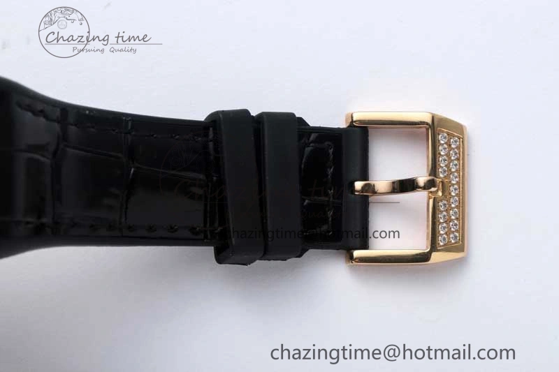 Vanguard V45 RG ABF Best Edition Full Diamonds Dial on Black Leather Strap A2824