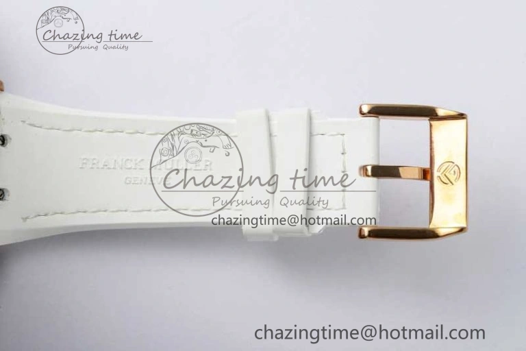 Vanguard V45 RG ABF Best Edition Full Diamonds Dial on White Leather Strap A2824