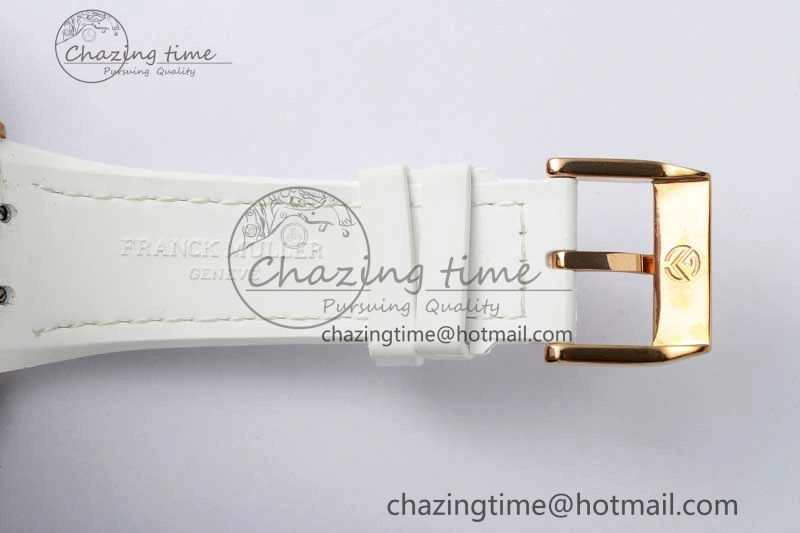 Vanguard V45 RG ABF Best Edition Full Diamonds Dial on White Leather Strap A2824