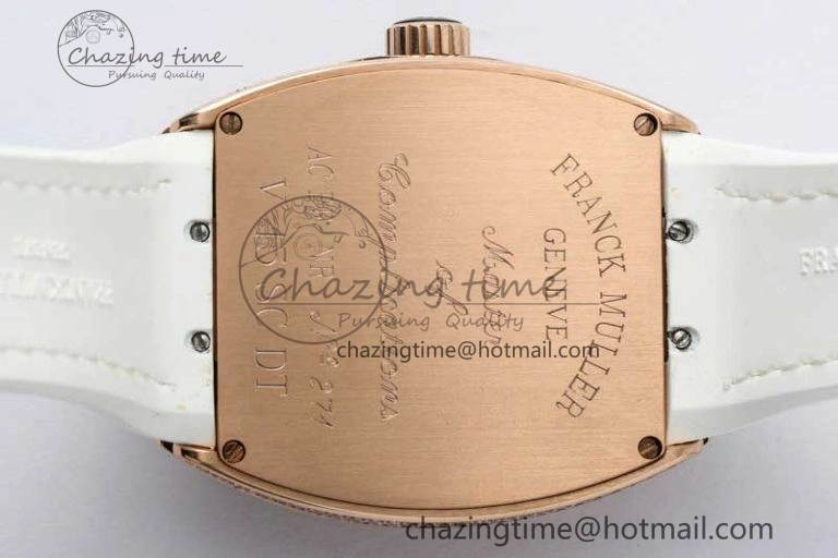 Vanguard V45 RG ABF Best Edition Full Diamonds Dial on White Leather Strap A2824