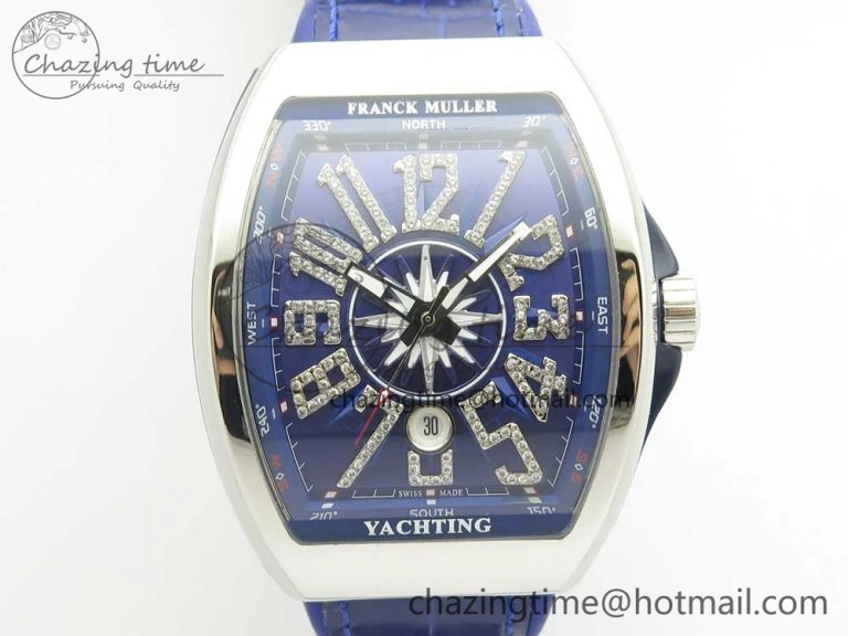 Vanguard V45 SS ABF Best Edition Blue Dial Diamonds Markers on Blue Gummy Strap A2813
