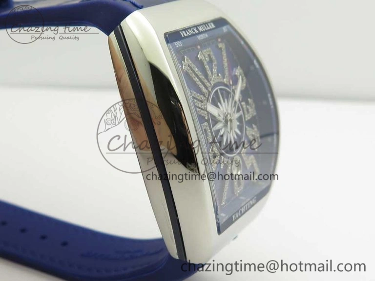 Vanguard V45 SS ABF Best Edition Blue Dial Diamonds Markers on Blue Gummy Strap A2813
