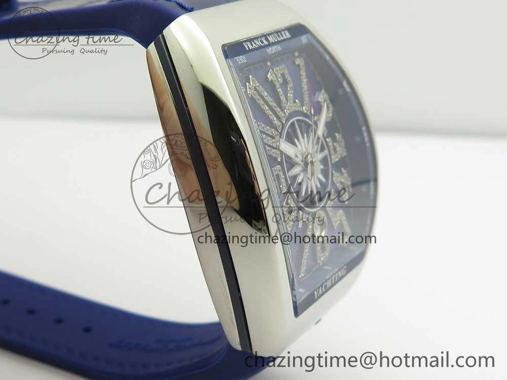 Vanguard V45 SS ABF Best Edition Blue Dial Diamonds Markers on Blue Gummy Strap A2813