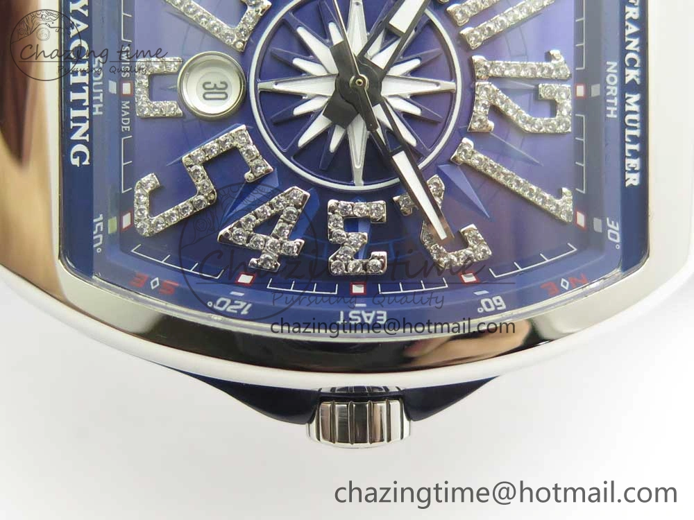 Vanguard V45 SS ABF Best Edition Blue Dial Diamonds Markers on Blue Gummy Strap A2813
