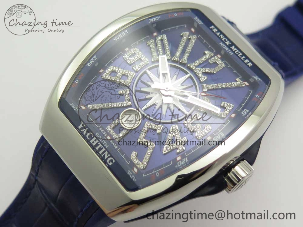 Vanguard V45 SS ABF Best Edition Blue Dial Diamonds Markers on Blue Gummy Strap A2813