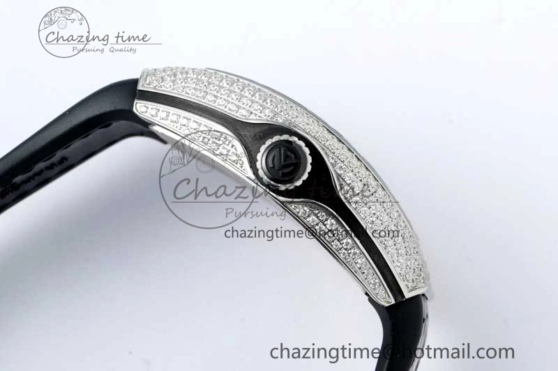 Vanguard V45 SS ABF Best Edition Full Diamonds Dial on Black Leather Strap A2824