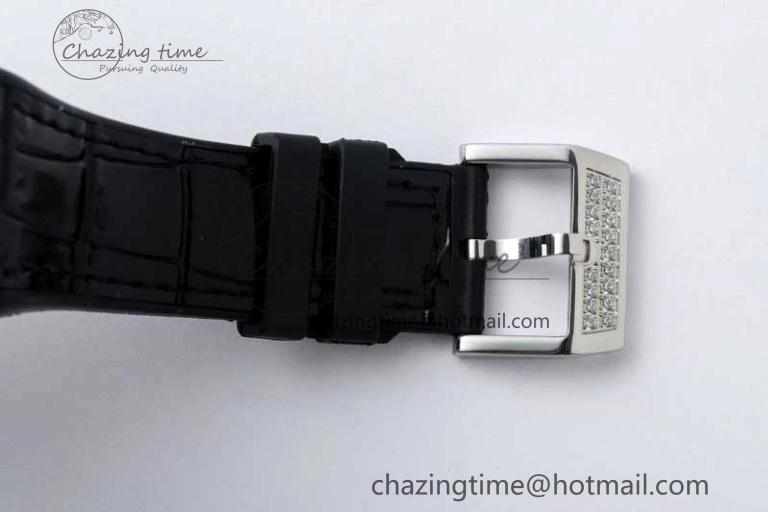 Vanguard V45 SS ABF Best Edition Full Diamonds Dial on Black Leather Strap A2824