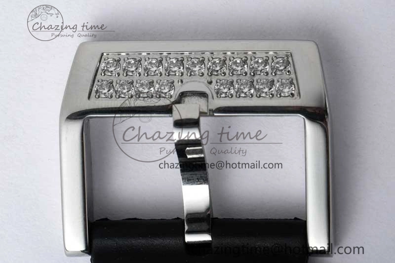 Vanguard V45 SS ABF Best Edition Full Diamonds Dial on Black Leather Strap A2824