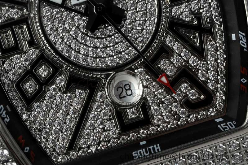 Vanguard V45 SS ABF Best Edition Full Diamonds Dial on Black Leather Strap A2824