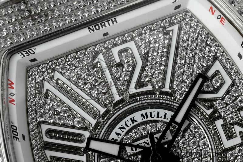 Vanguard V45 SS ABF Best Edition Full Diamonds Dial on White Leather Strap A2824