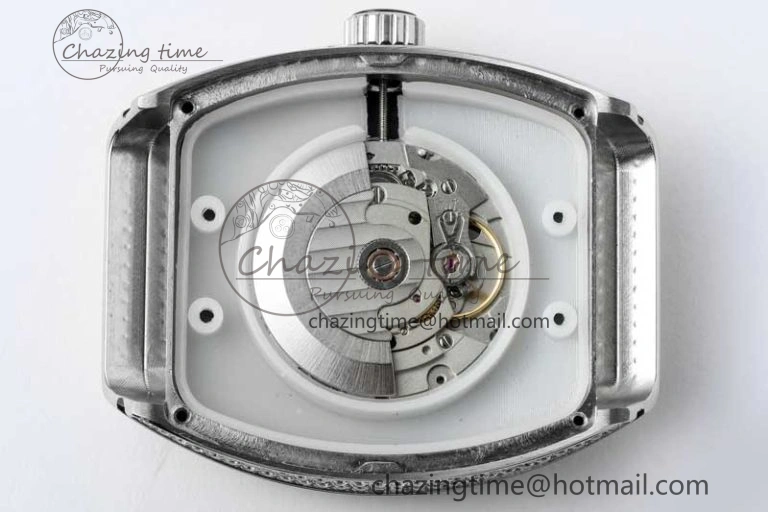 Vanguard V45 SS ABF Best Edition Full Diamonds Dial on White Leather Strap A2824