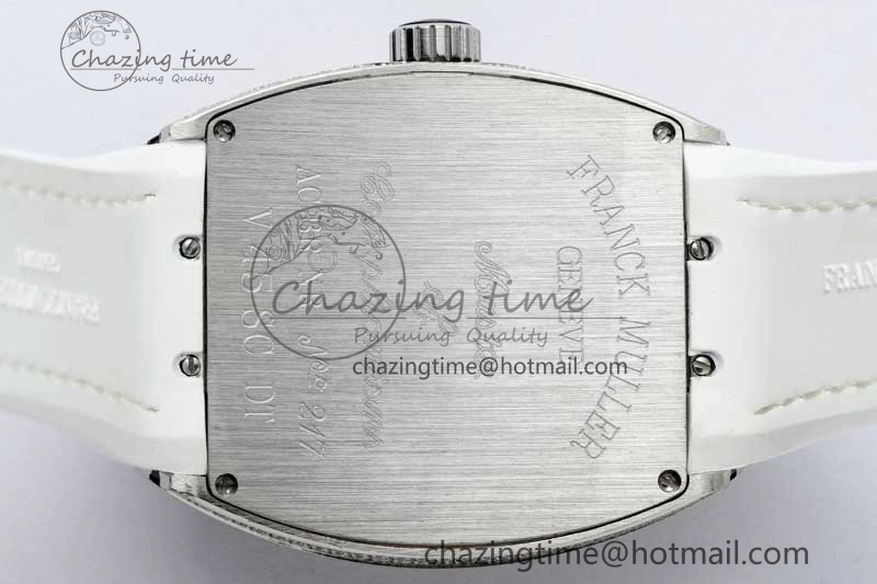 Vanguard V45 SS ABF Best Edition Full Diamonds Dial on White Leather Strap A2824