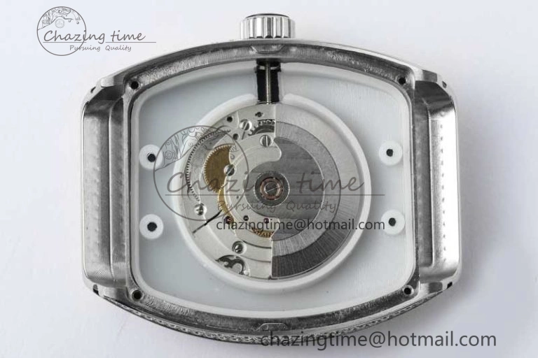 Vanguard V45 SS ABF Best Edition Full Diamonds Dial on White Leather Strap A2824