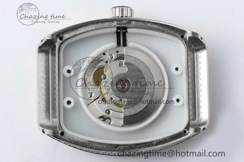 Vanguard V45 SS ABF Best Edition Full Diamonds Dial on White Leather Strap A2824