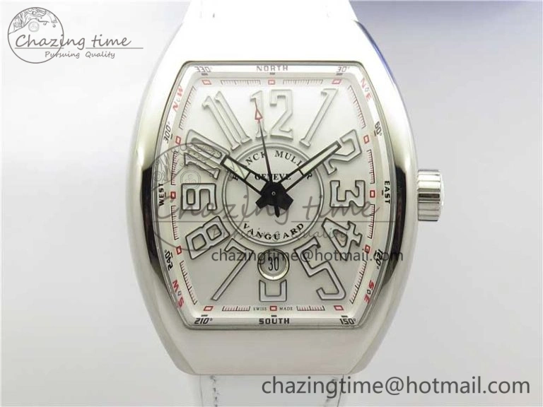 Vanguard V45 SS ZF Best Edition White Textured Dial on White Rubber Strap MIYOTA 9015