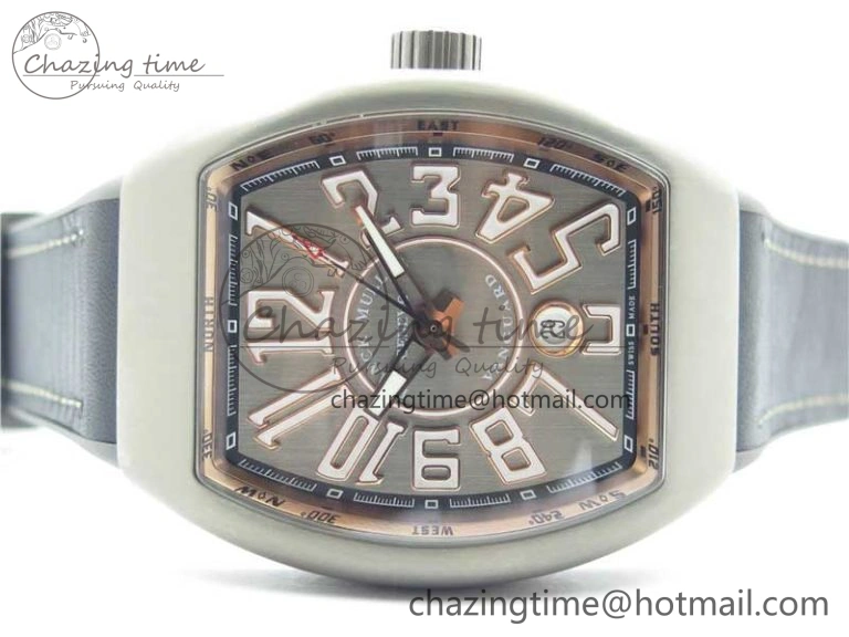 Vanguard V45 Titanium ZF 1:1 Best Edition Gray Dial on Broiwn Rubber Strap MIYOTA 9015