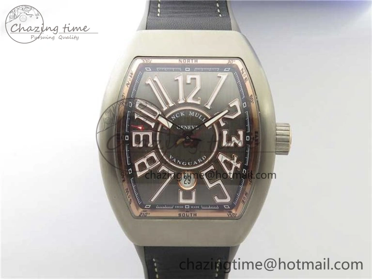Vanguard V45 Titanium ZF 1:1 Best Edition Gray Dial on Broiwn Rubber Strap MIYOTA 9015