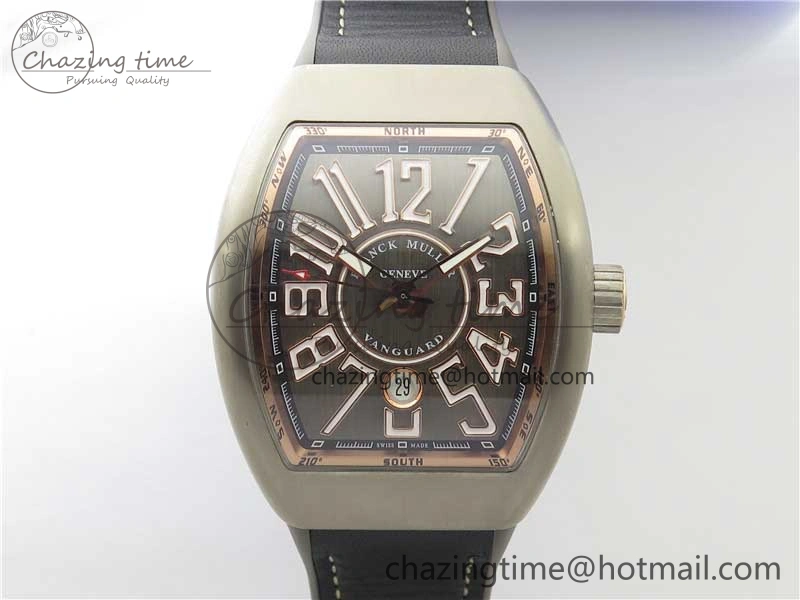 Vanguard V45 Titanium ZF 1:1 Best Edition Gray Dial on Broiwn Rubber Strap MIYOTA 9015