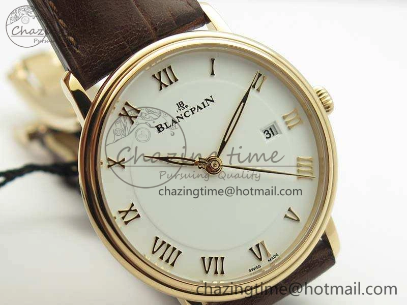 Villeret 6651 RG ZF 1:1 Best Edition White Dial On Brown Leather Strap A1151