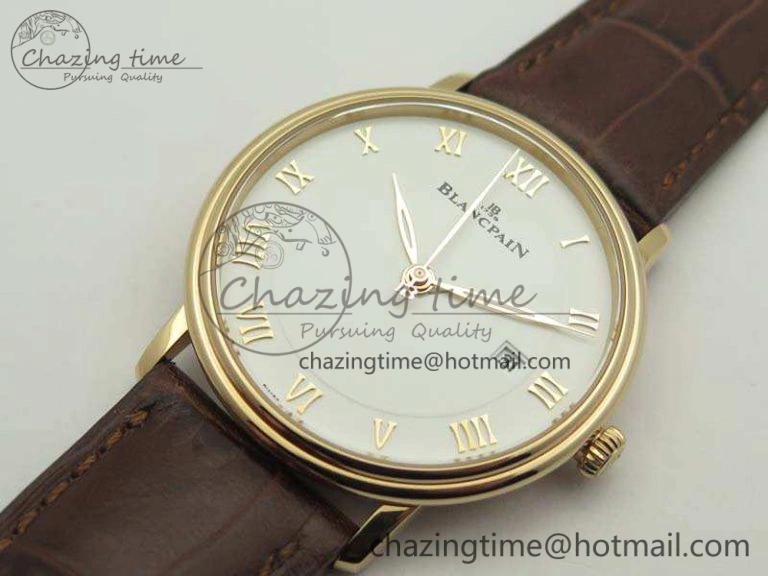 Villeret 6651 RG ZF 1:1 Best Edition White Dial On Brown Leather Strap A1151
