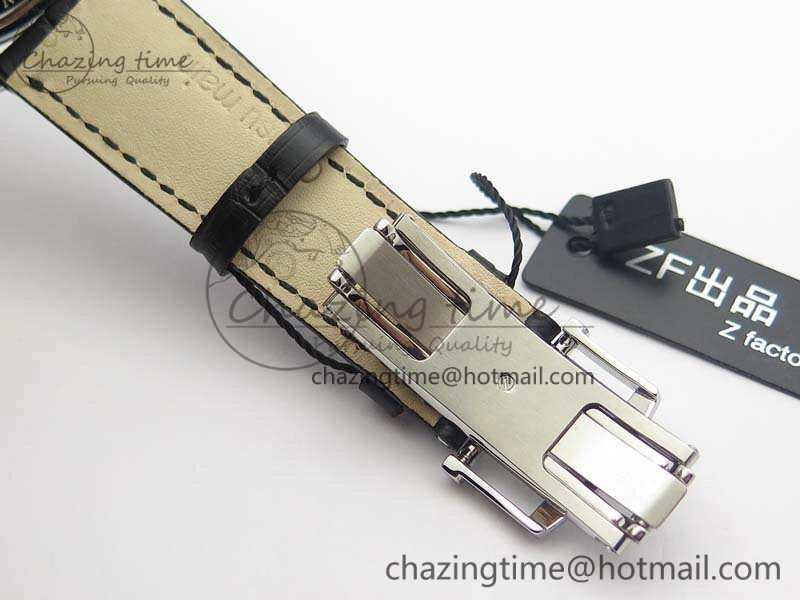 Villeret 6651 SS ZF 1:1 Best Edition White Dial On Black Leather Strap A1151