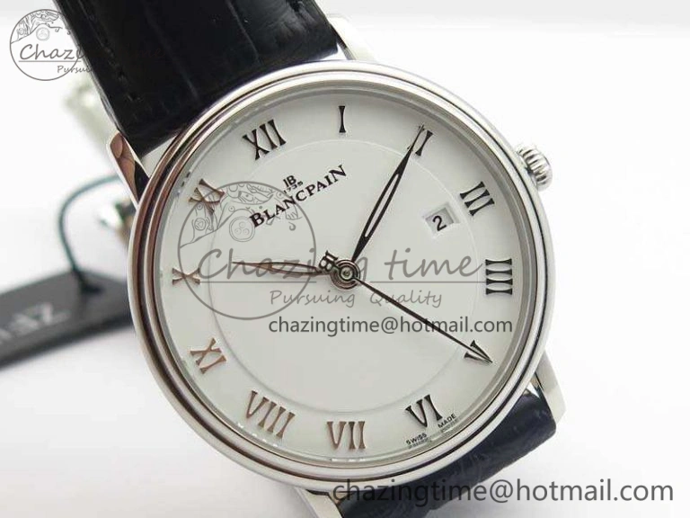 Villeret 6651 SS ZF 1:1 Best Edition White Dial On Black Leather Strap A1151