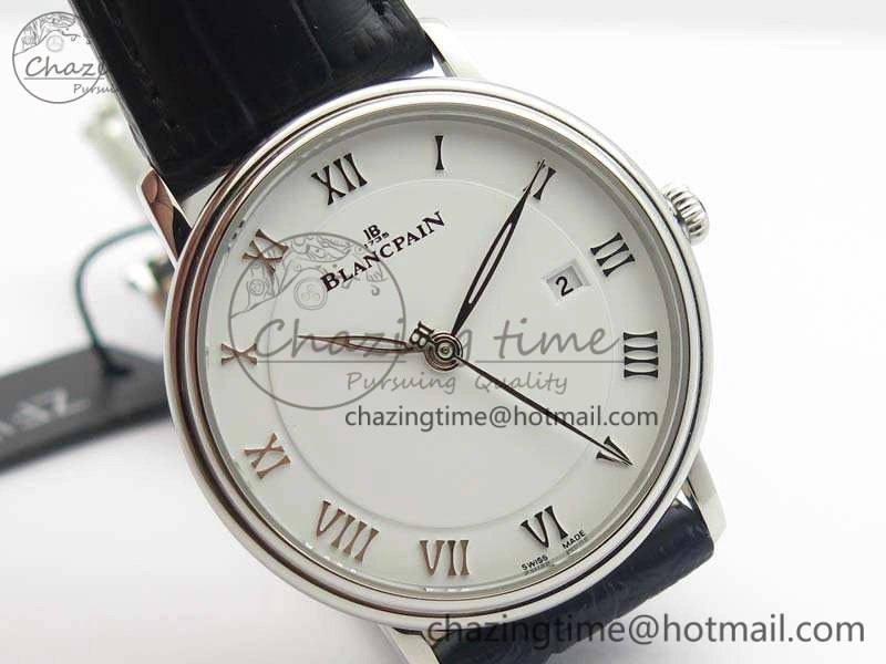 Villeret 6651 SS ZF 1:1 Best Edition White Dial On Black Leather Strap A1151