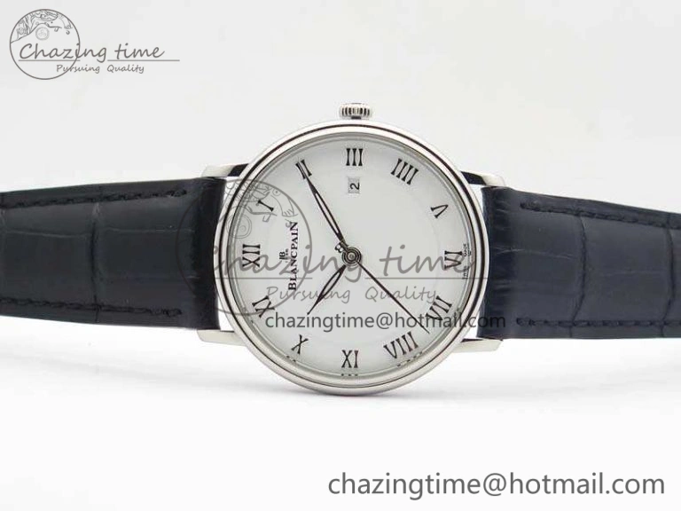 Villeret 6651 SS ZF 1:1 Best Edition White Dial On Black Leather Strap A1151