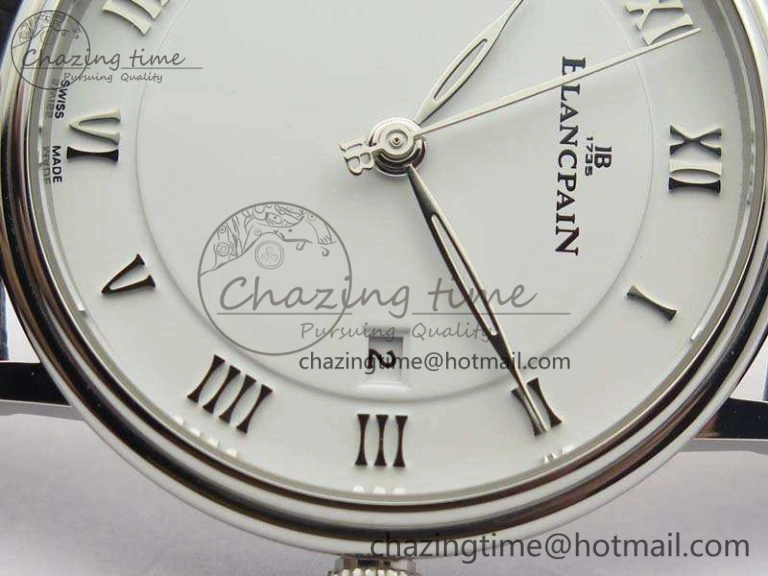 Villeret 6651 SS ZF 1:1 Best Edition White Dial On Black Leather Strap A1151