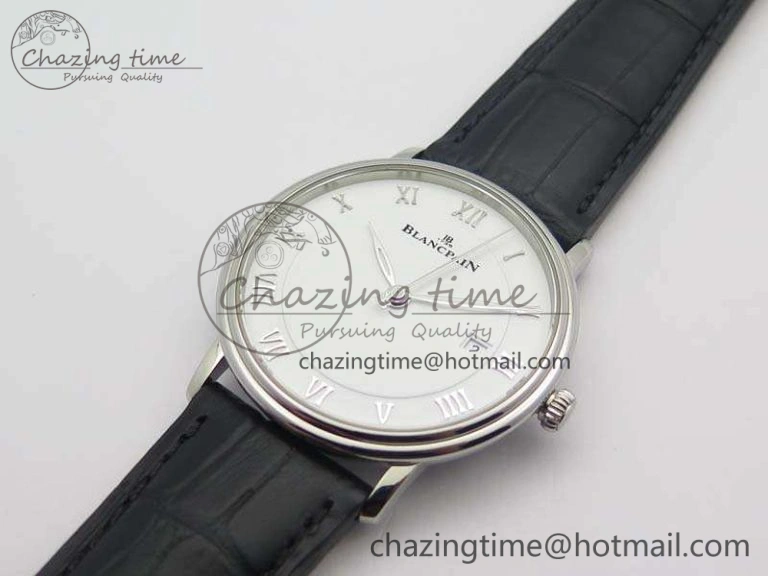 Villeret 6651 SS ZF 1:1 Best Edition White Dial On Black Leather Strap A1151