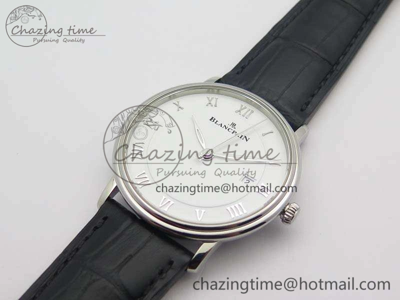 Villeret 6651 SS ZF 1:1 Best Edition White Dial On Black Leather Strap A1151