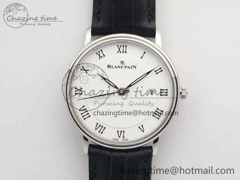 Villeret 6651 SS ZF 1:1 Best Edition White Dial On Black Leather Strap A1151