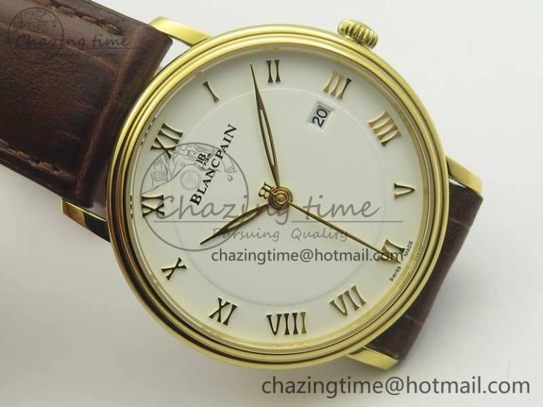 Villeret 6651 YG ZF 1:1 Best Edition White Dial on Brown Leather Strap A1151