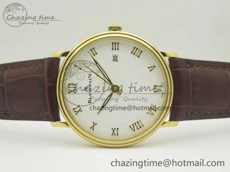 Villeret 6651 YG ZF 1:1 Best Edition White Dial on Brown Leather Strap A1151