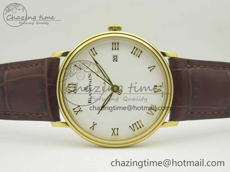 Villeret 6651 YG ZF 1:1 Best Edition White Dial on Brown Leather Strap A1151