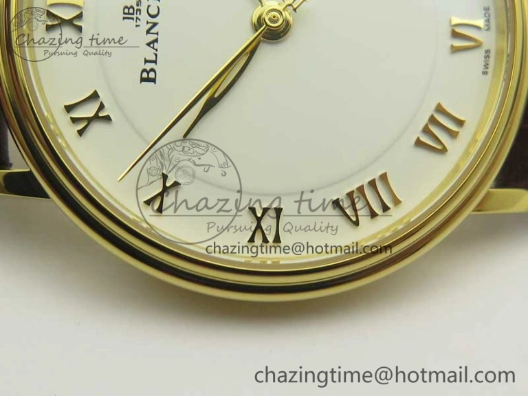 Villeret 6651 YG ZF 1:1 Best Edition White Dial on Brown Leather Strap A1151